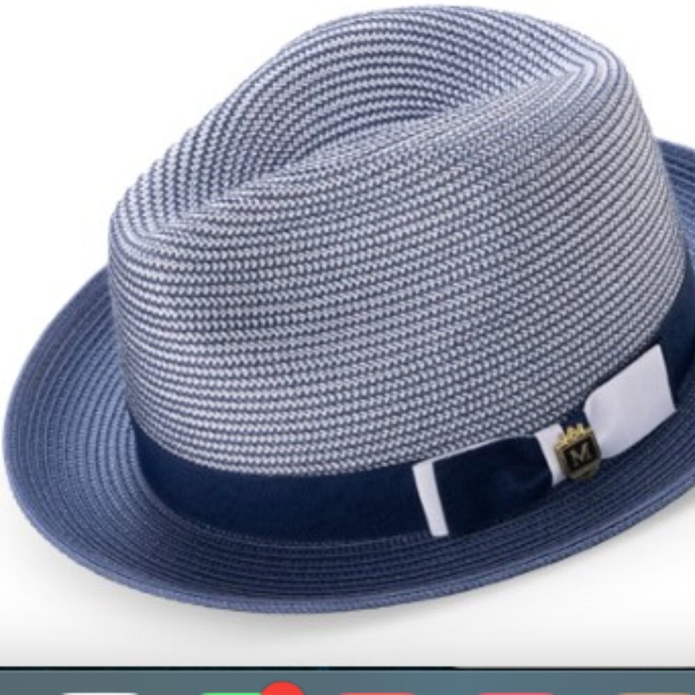 Men's  GOLD Braided Two Tone Stingy Brim Pinch Fedora    H-68